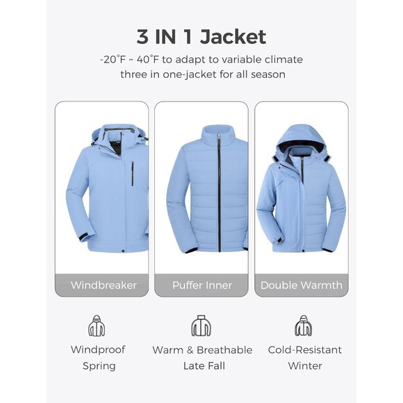 Women's Purple Size Winter Coats Waterproof Ski Jacket Hooded Snowboarding Jacke - Picture 4 of 6